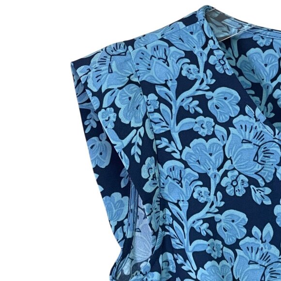Cabi Floral Java Dress Blue Drawstring Waist Size Small - Picture 7 of 10